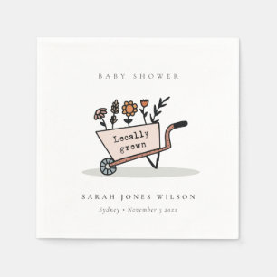 Cute locally Grown Blush Floral Cart Baby shower Servet
