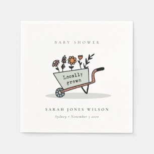 Cute locally Grown Gray Floral Cart Baby shower Servet