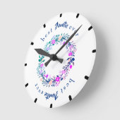 Cute logo Best Auntie Ever Word Art Ronde Klok (Hoek)