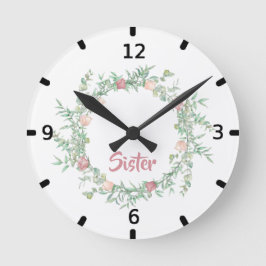 Cute logo Best Sister Ever Waterverf Floral Ronde Klok