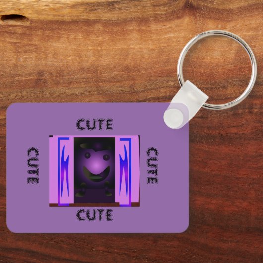 CUTE_LOGO_PINK_BLACK_aluminium Sleutelhanger (Voorkant)