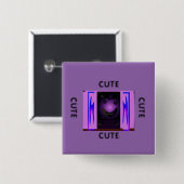 CUTE_LOGO_PINK_BLACK VIERKANTE BUTTON 5,1 CM (Voorkant /achterkant)