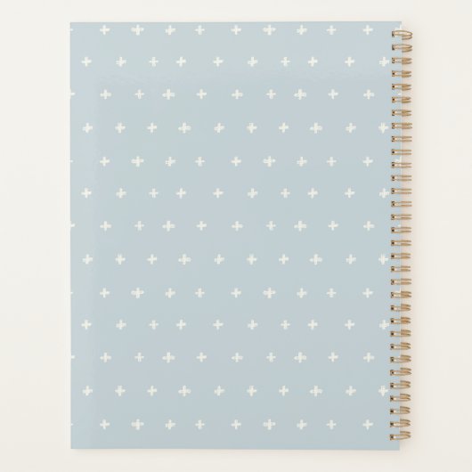 Cute lokaal gekweekte Blue Floral Cart Baby shower Planner (Achterkant)