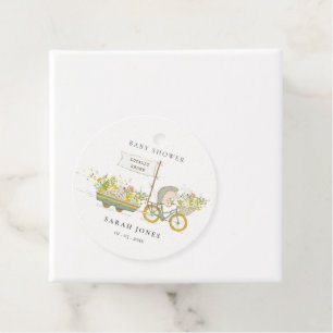 Cute lokaal gekweekte egel Flora Bike Baby shower Bedankjes Labels