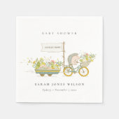 Cute lokaal gekweekte egel Flora Bike Baby shower Servet (Voorkant)