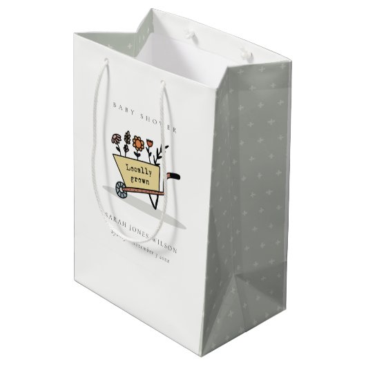 Cute lokaal gekweekte geel Baby shower van kartonn Medium Cadeauzakje (Achterkant Gekanteld)