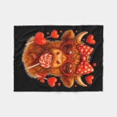 Cute Lollip Highland Cow Valentine's Day Red Heart Fleece Deken (Voorkant (Horizontaal))