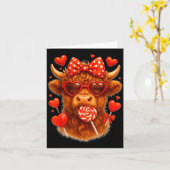 Cute Lollip Highland Cow Valentine's Day Red Heart Kaart (Gele Bloem)