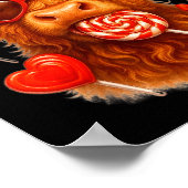 Cute Lollip Highland Cow Valentine's Day Red Heart Poster (Hoek)