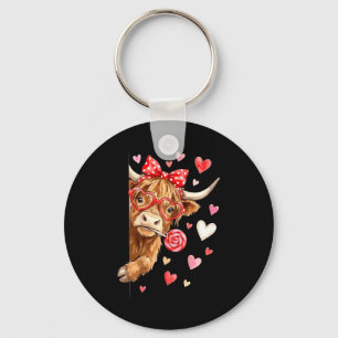 Cute Lollipop Hoogland Koe Valentijnsdag Hart Su Sleutelhanger