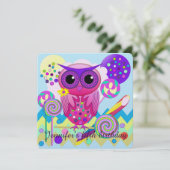 Cute Lollipop Owl Aangepaste uitnodiging voor verj (Staand voorkant)