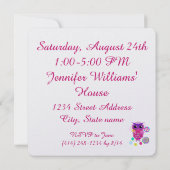 Cute Lollipop Owl Aangepaste uitnodiging voor verj (Achterkant)