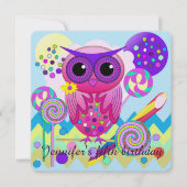 Cute Lollipop Owl Aangepaste uitnodiging voor verj (Voorkant)
