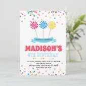 Cute lollipop verjaarfeest uitnodiging (Staand voorkant)