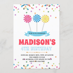 Cute lollipop verjaarfeest uitnodiging