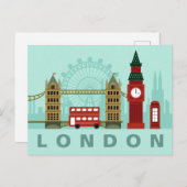 Cute London Illustration briefkaart (Voorkant / Achterkant)
