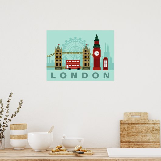 Cute London Illustration poster (Keuken)