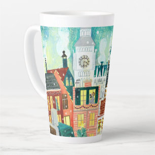 Cute London in de illustratie van de sneeuwstad Latte Mok