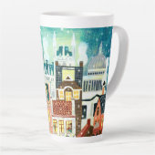 Cute London in de sneeuwstadillustratie Latte Mok (Rechterhoek)