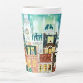 Cute London in de sneeuwstadillustratie Latte Mok (Voorkant)