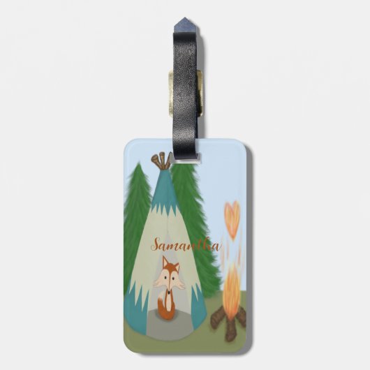 Cute Lone Fox Bagagelabel (Achterkant verticaal)