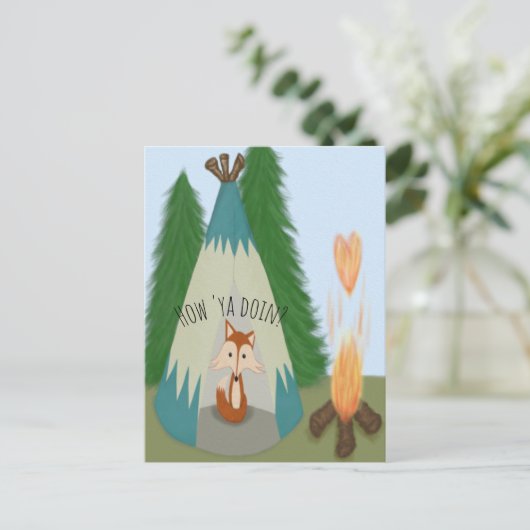 Cute Lone Fox Briefkaart (Staand voorkant)
