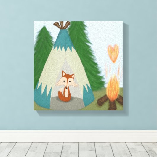 Cute Lone Fox Canvas Afdruk (Insitu (Houten vloer))