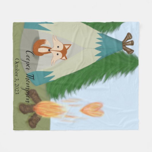 Cute Lone Fox Fleece Deken (Voorkant (Horizontaal))