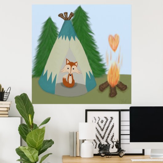 Cute Lone Fox Poster (Thuiskantoor)