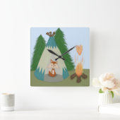 Cute Lone Fox Vierkante Klok (Huis)