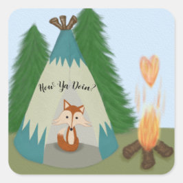 Cute Lone Fox Vierkante Sticker