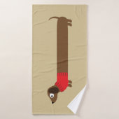 Cute Long Dachshund Illustratie Badhanddoek (Badhanddoek)
