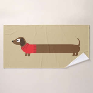 Cute Long Dachshund Illustratie Badhanddoek