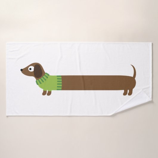 Cute Long Dachshund Illustratie Badhanddoek (Badhanddoek)