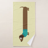 Cute Long Dachshund Illustratie Badhanddoek (Badhanddoek)
