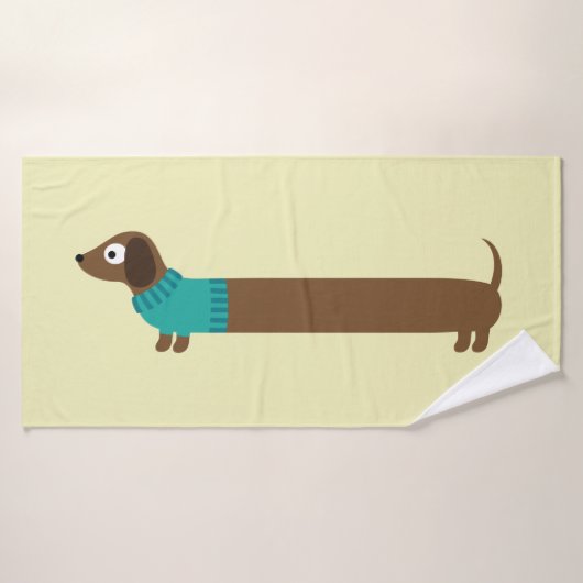 Cute Long Dachshund Illustratie Badhanddoek (Badhanddoek)