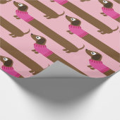 Cute Long Dachshund Illustratie Cadeaupapier (Hoek)