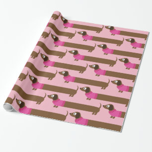 Cute Long Dachshund Illustratie Cadeaupapier