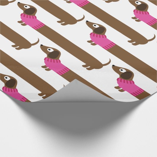 Cute Long Dachshund Illustratie Cadeaupapier (Hoek)