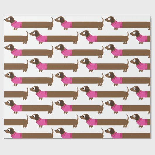 Cute Long Dachshund Illustratie Cadeaupapier (Vlak)