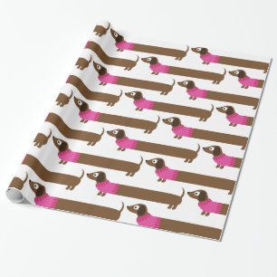 Cute Long Dachshund Illustratie Cadeaupapier