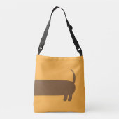 Cute Long Dachshund Illustratie Crossbody Tas (Achterkant)