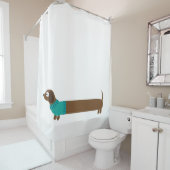 Cute Long Dachshund Illustratie Douchegordijn (In situ)