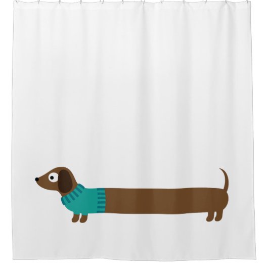 Cute Long Dachshund Illustratie Douchegordijn (Voorkant)