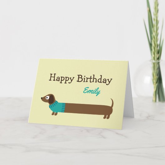 Cute Long Dachshund Illustratie Kaart (Voorkant)