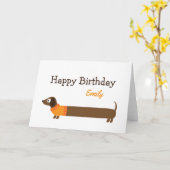 Cute Long Dachshund Illustratie Kaart (Gele Bloem)