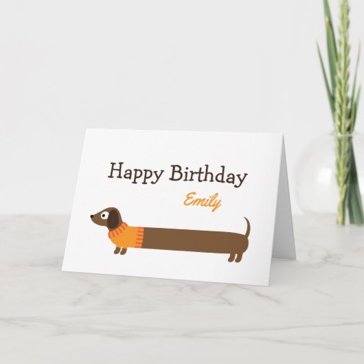 Cute Long Dachshund Illustratie Kaart (Voorkant)