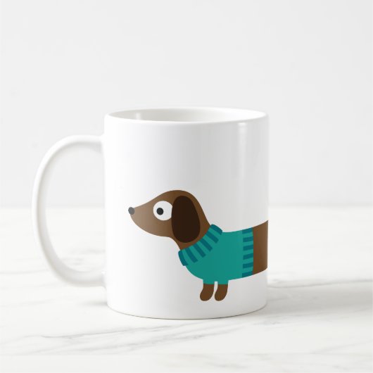 Cute Long Dachshund Illustratie Koffiemok (Links)