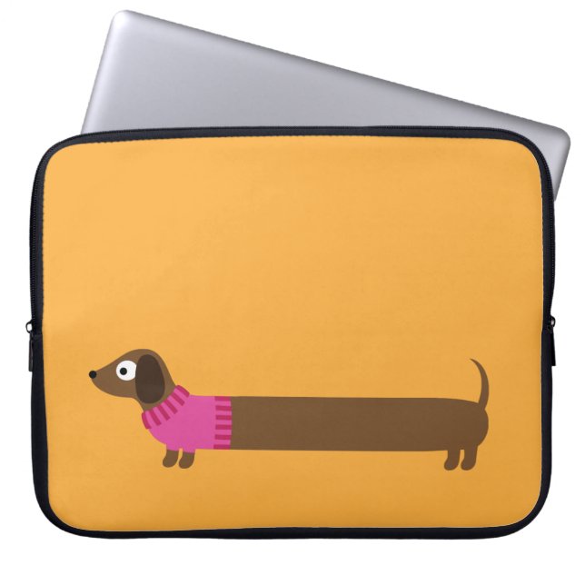 Cute Long Dachshund Illustratie Laptop Sleeve (Voorkant)