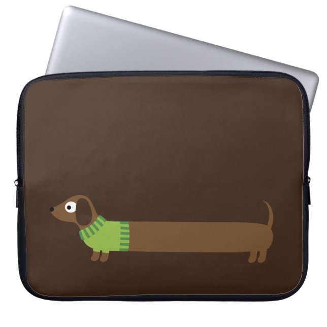 Cute Long Dachshund Illustratie Laptop Sleeve (Voorkant)